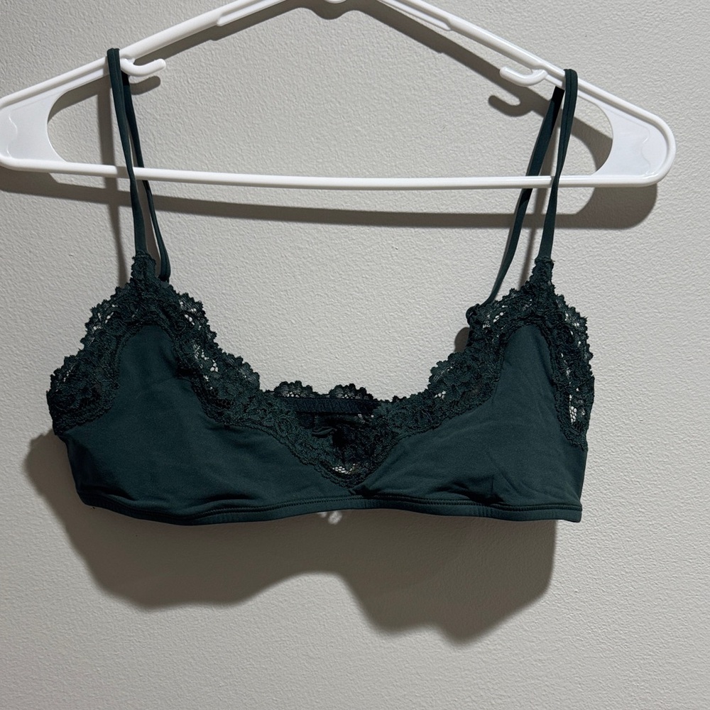 SKIMS Lace Detail Bralette in Deep Green